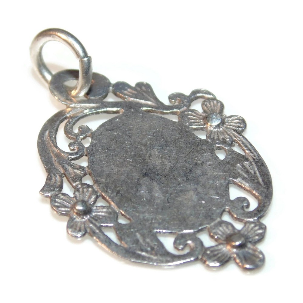 Antique Vintage Estate Art Nouveau Pendant Engravable Ornate Sterling Silver